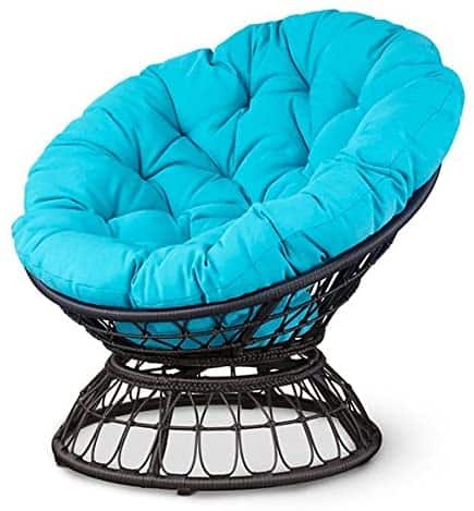 Outdoor Papasan Chair with Light Blue Cushion