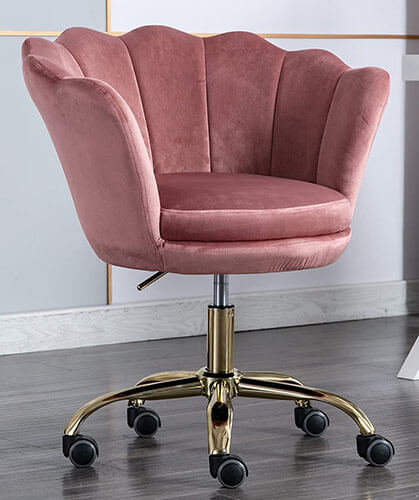 Dusty Rose Pink Velvet Office Chair
